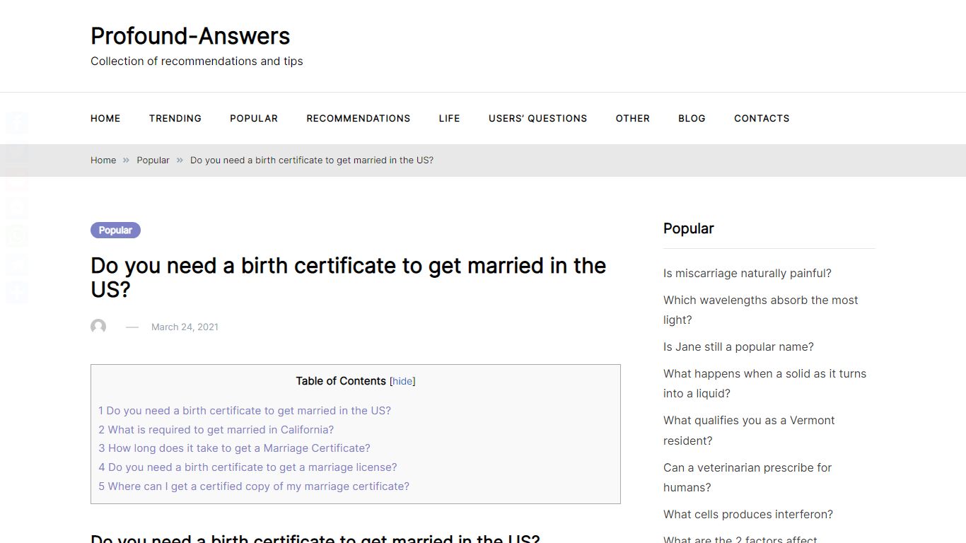 Do you need a birth certificate to get married in the US?